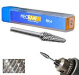 MECRAAF® Super Grade Carbide Rotary Burr Cutter|Double Cut| 6mm Shank (1/4") | Head Dia: 12.7mm|Die Grinder Bit |Cone with radius burr (K2)|for Metal Wood Carving Engraving Polishing Drilling