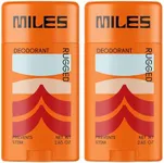 Miles Kids Deodorant for Boys and Girls - Aluminum Free Deodorant for Kids and Teens, Natural, Hypoallergenic, Made in USA - Rugged Scent, 2-Pack