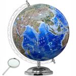 GLOBE DADDY 8 Inch World Physical Features Globe With Magnifier for Kids & Students Learning Geography,School Supplies,Birthday Gift,Office Desk & Study Table