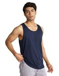 DAMENSCH Men Casual Solid Cotton Blend Tank Tops-Pack of 1-Midnight Blue-Medium