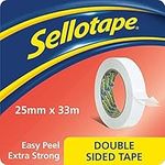 Sellotape Double Sided Tape, Strong Double Sided Tape for Everyday Use, Mounting, Arts & Crafts, Easy to Use Double Sided Sticky Tape with Solid Grip & Easy Peel, 25mmx33m