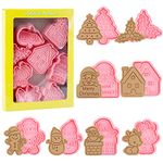 Svalor Christmas Cookie Cutter Set, 8pcs Christmas Biscuit Cutters, Lovely Christmas Tree/Santa/Reindeer/Gingerbread Man Shape Christmas Cookie Stamp for Cookie Baking Christmas Decorations