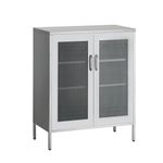 HOMSTEEL Metal Storage Cabinet, Buffet Sideboard Cabinet with Mesh Doors, Liquor Cabinet with Adjustable Shelves for Kitchen, Living Room, Home Office, Silvery white