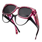 Face Shadow Polarized Sunglasses Fit Over Glasses, Trendy Square Sunglasses Over Glasses for Driving UV Protection Lightweight