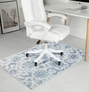 RccugmatS Chair Mat for Hardwood Floor, 36" x 48"Desk Mat for Hard Wood & Tile, Anti-Slip Hard Floor Protector Rolling Chair Mat, Protector for Home Office, Blue Flower