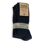 GoWith 4-5 Pairs Unisex Natural 97% Cotton Crew Socks, Comfy Cozy Breathable Seamless Casual Socks for Men & Women, Black - 4 Pairs, Medium