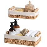 StorageWorks Small Wicker Baskets for Organizing, Decorative Water Hyacinth Storage Baskets for Shelves, Toilet Paper Storage Baskets for Bathroom, Living Room, EntryWay, Set of 2