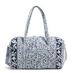 Vera Bradley Women's Cotton Large Travel Duffel Bag, Perennials Gray - Recycled Cotton, One Size