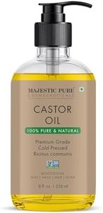 Majestic Pure Castor Oil in glass bottle| 100% Natural | Premium Grade Cold Pressed | Hair, Eyelashes, Eyebrows, Nails | Moisturizing & Nourishing | Body, Hair & Carrier Oil | 236 ml