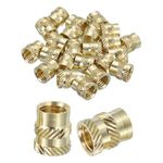 sourcing map Knurled Insert Nuts, 25pcs M8 x 12mm L x 10mm OD 3D Printing Brass Nuts Female Threaded Inserts Brass Heat Set Insert Embedment Nuts