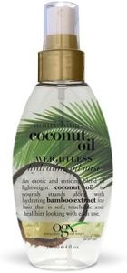 OGX Nourishing + Coconut Oil Weightless Hydrating Oil Hair Mist, Lightweight Leave-In Hair Treatment with Coconut Oil & Bamboo Extract, Paraben & Sulfate Surfactant-Free, 4 fl oz