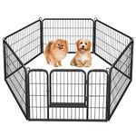 Costoffs Puppy Playpen Heavy Duty Pet Pen Dog Exercise Pen Rabbit Run Enclosure Cat Fence 60cm High Black 6 Panel