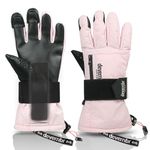 devembr Snowboarding Gloves with Wrist Guards, Ski Gloves Touchscreen, Pink, M