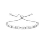 CASSIECA Bracelets for Womens Silver Tennis Bracelets for Women White Crystal Zirconia Slider Bracelets Ladies Womens Jewellery Birthday for Her with Box