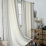 USTIDE Bohemian Geometric Curtains Black and White Curtains Tribal Vintage Curtains for Bedroom Room Darkening Cotton Curtains 2Panels,63 Inches Long