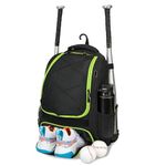 LARIPOP Youth Baseball Bag - Softball Backpack for Baseball and T-ball Gear with Separate Shoe Compartment, Adult Bat Backpack for Glove Helmet and Accessories with Large Compartment Fence Hooks