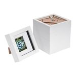 Nicola Spring 5 Piece 4 x 4 3D Shadow Box Photo Frame Set - Craft Display Picture Frame with 2 x 2 Mount - Glass Aperture - White/White