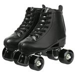 XUDREZ Classic Roller Skates High-Top Double-Row Leather Roller Skates for Women and Men (Black Black Wheel,7.5)