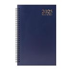 2025 Blue A5 Week to View Wirebound Diary - Durable & Practical Planner for Home Office Personal Scheduling, with Strong Binding Sold by VR ANGLE