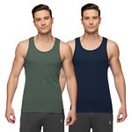 XYXX Men's Super Combed Cotton Round Neck Ribbed Vest - High Moisture Absorbing Innerwear for Men with Anti-microbial Silver Finish