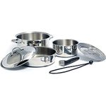 Camco Nesting Cookware Set | Features Stainless Steel Construction, is Dishwasher Safe, and Comes in Set of 7 (43920)