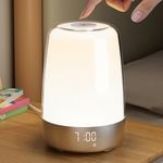 Zeinwap Touch Wake Up Night Light With Sunrise Simulation Alarm Clock, 3 Ways Dimmable Warm White Bedside Lamp For Kid Bedrooms RGB Ambient Table Nightstand Light, Sleep Aid Snooze Timer Mode,Led