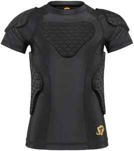 Dialudon Youth Boys Football Rib Chest Protector Padded Compression Shirt 6-Pads for Football Baseball Basketball Lacrosse Size XL
