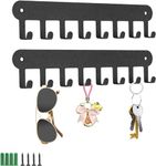 DGHOME 2 Pack Key Holder for Wall, Key Hooks Self Adhesive with 8 Hooks, Black Key Hook No Drill for Bathroom, Kitchen, Living Room