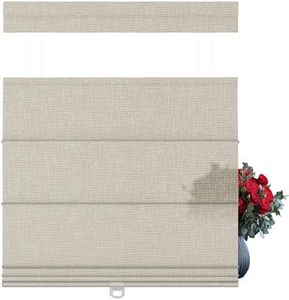 BERISSA Top Down Bottom Up Light Filtering Roman Shades for Windows Cordless, Fabric Roman Blinds, Thermal Insulated Room Darkening Window Shades for Home Living Room Bedroom, Marble Ivory,Custom Size