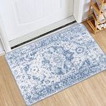 Famibay Carpet Runner Door Mat Non Slip Washable Doormat Dirt Trapper Front Door Mats Water Absorbent Barrier Mats Entrance Rug Boho Floor Mat Carpet for Hallway Entryway Kitchen (Blue,60x90cm)