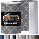 Gorilla Grip Original Smooth Top Slip-Resistant Drawer and Shelf Liner, Non Adhesive Roll, Durable and Strong, Grip Liners for Drawers, Shelves, Kitchen Cabinets, Kitchens & Desks, Quatrefoil: White/Gray, 17.5" x 10'