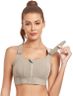 GLAMORAS Women Polyester Spandex Padded Wirefree High Impact Work Out Bra Support Front Zipper Gym Padded Bras Adjustable Straps Criss Cross Back Gym Yoga Workout Running,Size: M-2Xl - Green