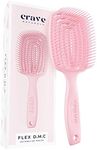 Crave Naturals FLEX DMC Detangling Brush for Thick and Curly Hair - Crave Naturals Glide Thru Detangling Brush - Crave Brush - Flexible Detangler Hairbrush Square Paddle - PINK