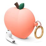 elago Peach AirPods Case Cover Compatible with Apple AirPods Case 2&1, Extra Protection, 3D Cute AirPods Case Cover with Keychain (Peach)