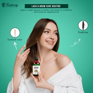 Kanzy Organic Castor Oil 100ml – Cold Pressed for Hair, Lashes, Brows, Skin