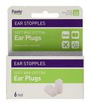 Flents Ear Stopples Wax-Cotton Ear Plugs 6 Pairs (Pack of 4)