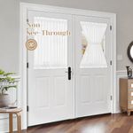 HOMEIDEAS Non-See-Through French Door Curtains Set of 2 for Front Door, Privacy Semi Sheer Door Window Curtains, Rod Pocket Light Filtering Door Covering with Tieback, (White, 54W X 40L)