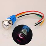 Gebildet 12V-24V/5A 16mm Pre-Wiring Momentary Speaker Horn Push Button Waterproof Metal Switch with Red Led Light for Car Boat