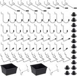 FRIMOONY Pegboard Hooks Assortment, Peg Board Accesories, for Organizing Various Tools, 110 Pieces, 50 of Which are Peg Locks