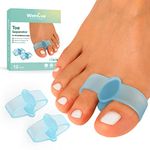 Welnove Toe Separators with 2 Loops - Pack of 12 Soft Gel Bunion Correctors - Big Toe Spacer for Bunion Pain and Overlapping Toe - Blue