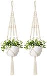 2 Pcs Macrame Plant Hangers Indoor Outdoor Hanging Plant Holders/Basket Cotton Rope with Beads 4 Legs 41 Inch …