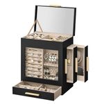 SONGMICS Jewelry Box, 5-Layer Jewelry Organizer, 5.1 x 7.9 x 9.7 Inches, Ink Black and Metallic Gold UJBC172B01