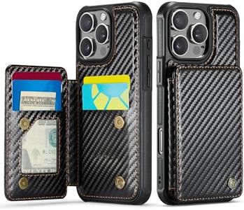 Vinich for iPhone 16 Pro Max Wallet Case with Card Holder, RFID Blocking Credit Slots Kickstand Shockproof Phone Cover Fit for iPhone 16 Pro Max 6.9" Carbon Black