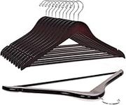 Quality Wooden Hangers - Slightly Curved Hanger Set in 10-Pack - Solid Wood Coat Hangers with Stylish Chrome Hooks - Heavy-Duty Clothes, Jacket, Shirt, Pants, Suit Hangers (Mahogany, 10)