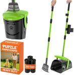 Pupzle Dog Pooper Scooper with Bag Attachment, 40" Long Handle Pooper Scooper for Large Dogs Heavy Duty, Metal Dog Poop Scoop for Yard, Large Capacity Bin and Rake with 25 Waste Bags for Large Dogs