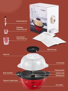 FOHERE 3.5L Popcorn Maker – Electric Hot Air Popcorn Machine
