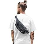 Large Waterproof Waist Bag Bumbags for Men Women Ladies Black Fanny Pack for Travel Festival Walking Sport Running Outdoor Gym Workout Exercise Black Hip Pouch Money Belt Bag with Adjustable Strap