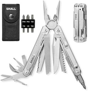 SHALL Multi Tool, 18-in-1 Multitool Pliers, Stainless Steel Multi-tool Pocket Knife w/Screwdriver Bit, Self-locking Multipurpose Tool w/Sheath for Camping Fishing Survival Hunting