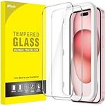 JETech Screen Protector for iPhone 15 6.1-Inch, Bubble Free, Tempered Glass Film with Easy Installation Tool, Case-Friendly, HD Clear, 2-Pack