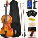 Mendini by Cecilio Violin Instrument - MV400 Size 4/4 Acoustic Violin with Bow, Case, Tuner, Metronome & Extra Strings, Kids & Beginner Violin, Maple Varnish, Full Size Violin